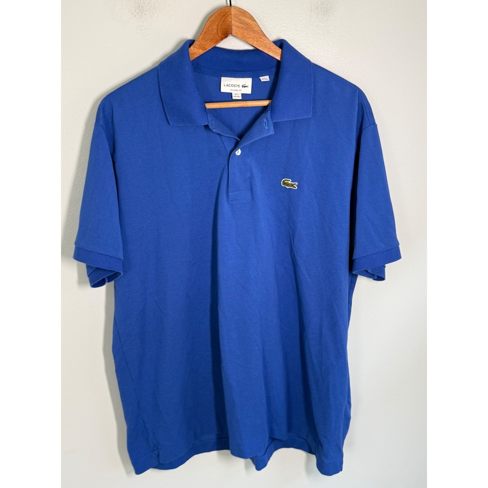 Lacoste Classic Fit Royal Blue Cotton Pique Polo Shirt Mens XXL FR 7